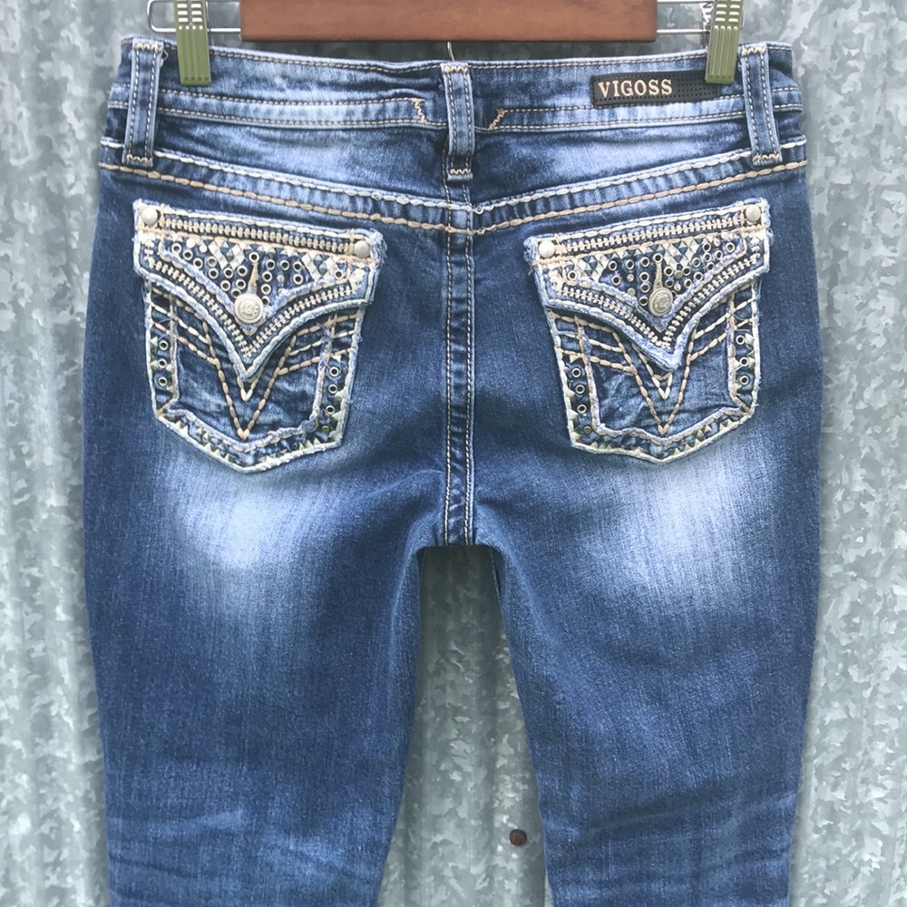 Vigoss Heritage Fit Distressed Capri Denim Jeans